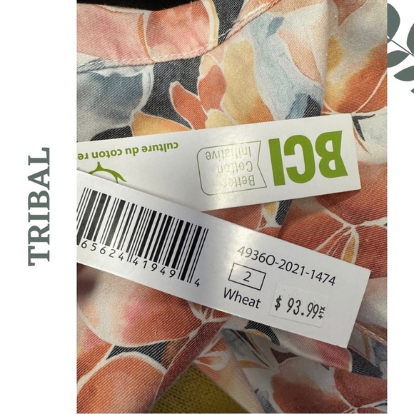 🛍️3/$40 Tribal Pull On Capri – Wheat Floral Print Orange Yellow Size 2 - Picture 6 of 6
